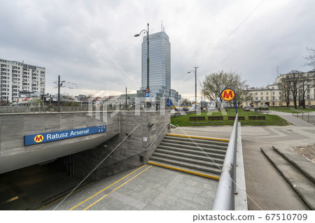 Metro station entrance in Warsaw, Poland Metro station entrance in Warsaw, Poland 67510709