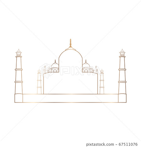 Taj mahal golden outline 67511076