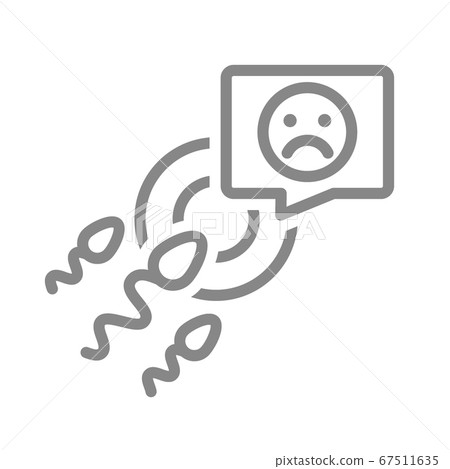 Ovum and spermatozoon with sad face in speech bubble line icon. Fertilization failure, miscarriage, abortion symbol Ovum and spermatozoon with sad face in speech bubble line icon. Fertilization failure, miscarriage, abortion symbol 67511635