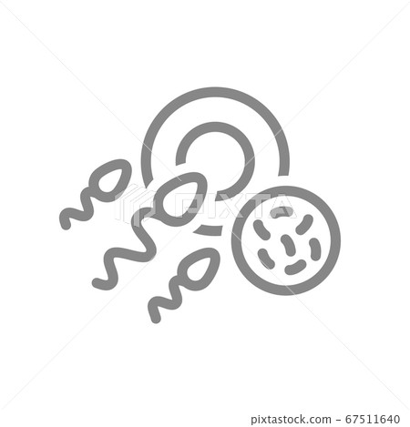 Egg and sperm with bacteria line icon. Fetal abnormalities, medical abortion symbol 67511640