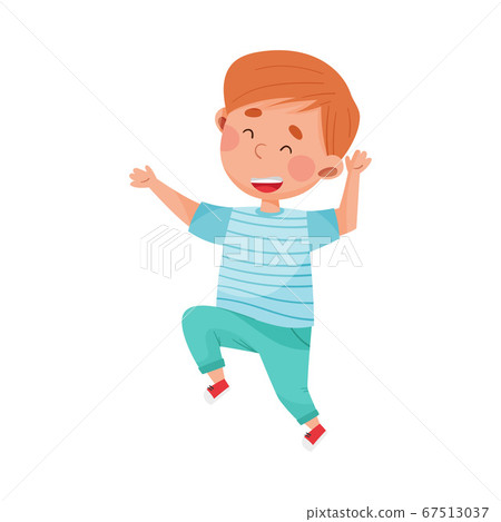 Joyful Boy Character Jumping High with Joy and... - Stock Illustration ...