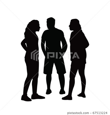 Friends Making Chat Silhouette Vector Stock Illustration