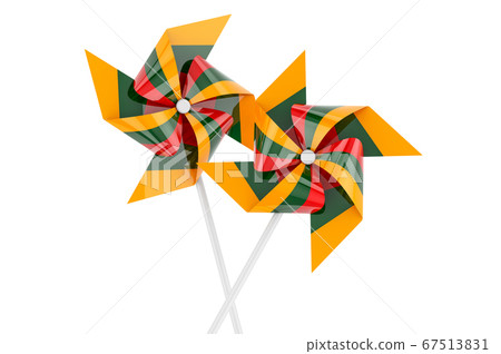 Pinwheel with Lithuanian flag, 3D rendering 67513831