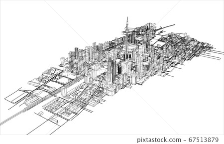Outline city concept. Wire-frame style Outline city concept. Wire-frame style 67513879