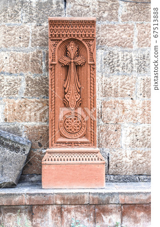 Red stone cross in the Church of the Holy Martyr Hripsime in Etchmiadzin 67513888