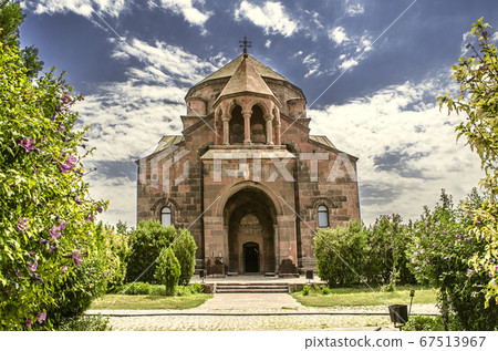 Facade and the main entrance to the Church of St. Hripsime in Echmiadzin 67513967