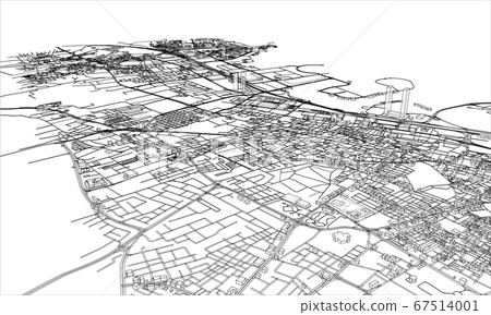 Outline city concept. Wire-frame style 67514001