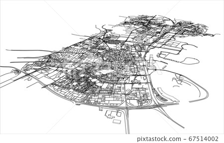 Outline city concept. Wire-frame style Outline city concept. Wire-frame style 67514002