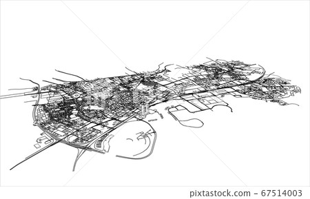 Outline city concept. Wire-frame style Outline city concept. Wire-frame style 67514003
