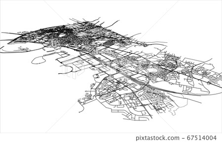 Outline city concept. Wire-frame style Outline city concept. Wire-frame style 67514004