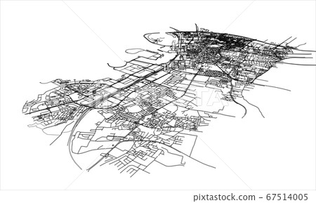 Outline city concept. Wire-frame style 67514005