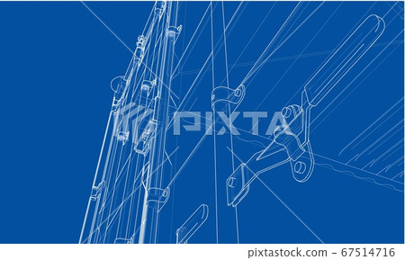 Cargo container. Wire-frame style Cargo container. Wire-frame style 67514716