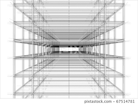 Drawing of a house under construction 67514781