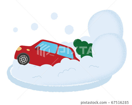 Vector illustration of a car suffering from avalanche 67516285