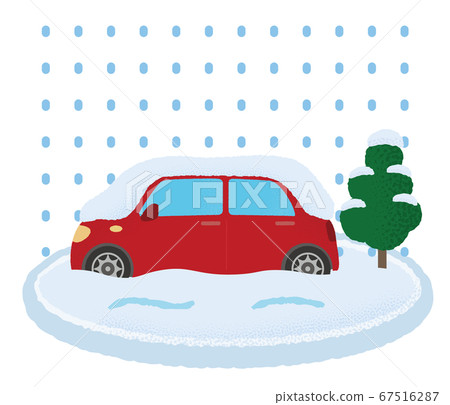 Vector illustration of a car suffering from heavy snow 67516287