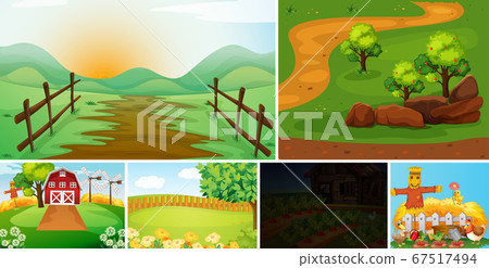 Set of farm scene cartoon style Set of farm scene cartoon style 67517494