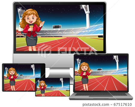 Set of sport news on different electronic gadget 67517610