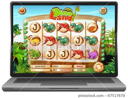 Dinosaur game on laptop screen Dinosaur game on laptop screen 67517670