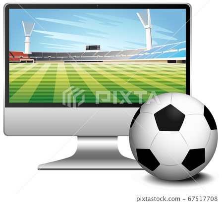 Football match score news on computer screen with 67517708