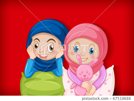 Happy muslim girl in pajamas Happy muslim girl in pajamas 67518688