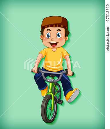 Happy muslim boy riding bicycle Happy muslim boy riding bicycle 67518860
