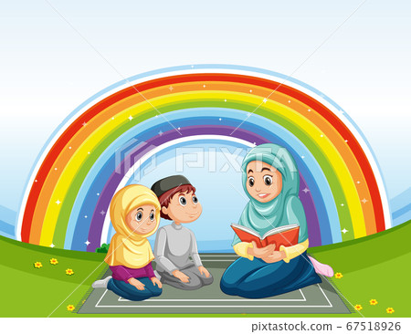 Arab muslim family in traditional clothing and 67518926