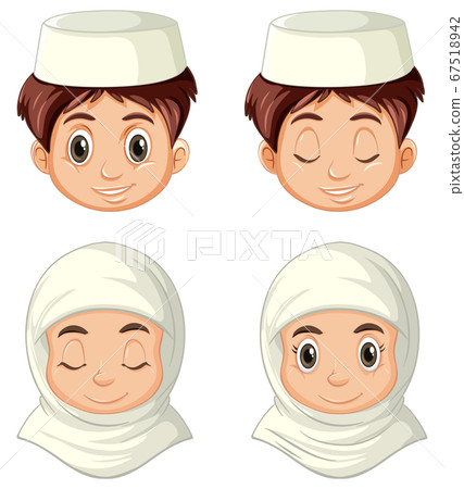 Set of different face of arab muslim in 67518942