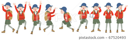 Outdoor style young men pose and facial expression variations 67520493