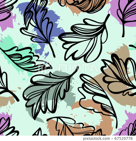 Botanical seamless pattern. Transparent leaves of a tree isolated. Sketch style plain drawing, vector floral background. Outline drawing. Botanical seamless pattern. Transparent leaves of a tree isolated. Sketch style plain drawing, vector floral background. Outline drawing. 67520776