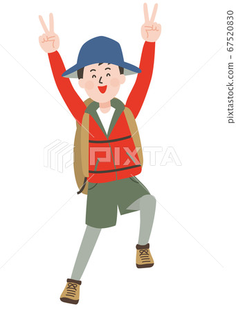 Outdoor style young man raising his hands with a smile Outdoor style young man raising his hands with a smile 67520830