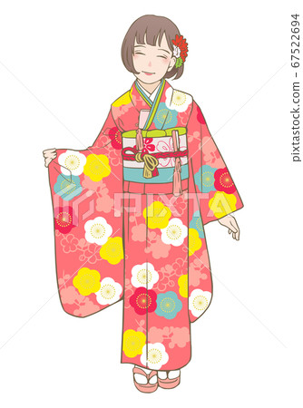 Shichigosan kimono vector illustration (7 year old girl) 67522694