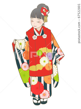 七go山和服矢量插圖(3歲的女孩) 七go山和服矢量插圖(3歲的女孩) 67522801