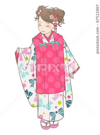 七go山和服矢量插圖（3歲的女孩） 67522807