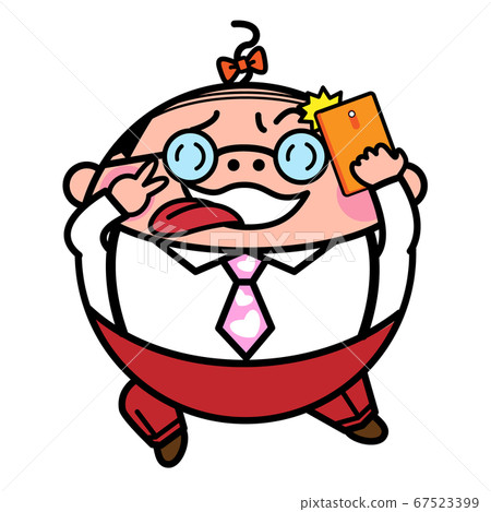 Uncle bald selfie smartphone glasses illustration material 67523399