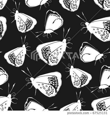 Monochrome seamless pattern with butterflies on Monochrome seamless pattern with butterflies on 67525131