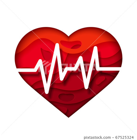 Bright Red heart with cardiogram. Medical design poster. 67525324