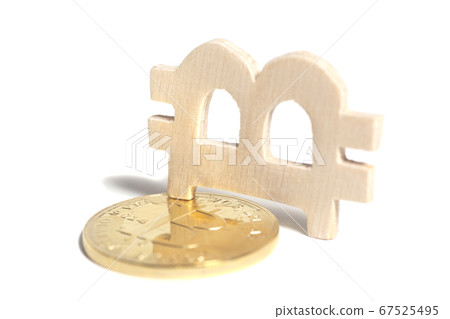 Bitcoin coin end bitcoin wooden sign 67525495