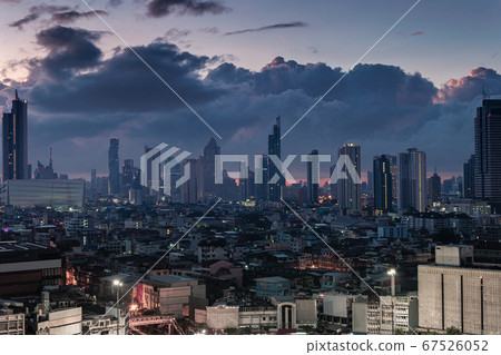 Bangkok city with high buildings in downtown and Bangkok city with high buildings in downtown and 67526052