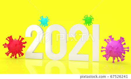 The virus multi colour and number 2021 on yellow background for medical content 3d rendering The virus multi colour and number 2021 on yellow background for medical content 3d rendering 67526241