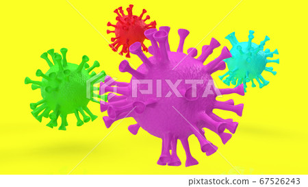 The virus multi color on yellow background for medical content 3d rendering The virus multi color on yellow background for medical content 3d rendering 67526243