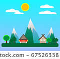 Flat Design Villagein in spring season 67526338
