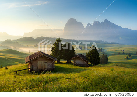 Chalets at Seiser Alm, high altitude meadow with Chalets at Seiser Alm, high altitude meadow with 67526899
