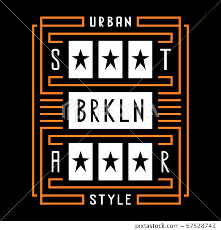 Vector retro illustration on the theme of Brooklyn. Urban style. Star. Stylized vintage white typography, t-shirt graphics, poster, print. Vector retro illustration on the theme of Brooklyn. Urban style. Star. Stylized vintage white typography, t-shirt graphics, poster, print. 67528741