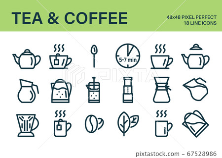 Set of tea or coffee drink icons. Set of tea or coffee drink icons. 67528986