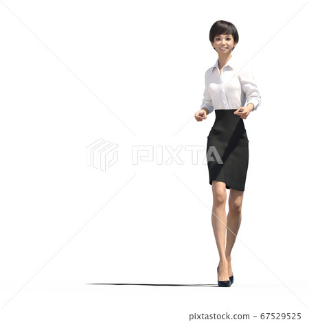 一个穿商务装的女人走3dcg插图素材 图库插图