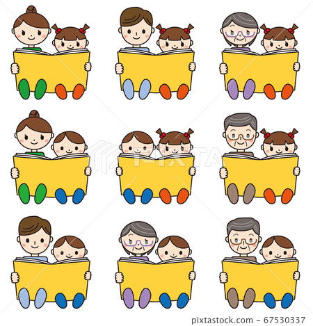 Illustration set of people reading books with legs Illustration set of people reading books with legs 67530337