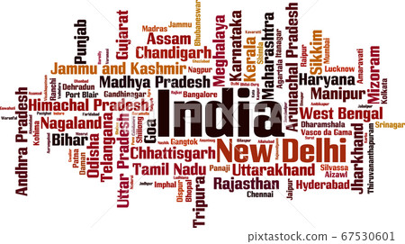 Cities in India word cloud 67530601