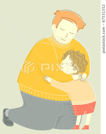 Family Dad Man Hug Child Kid Boy Illustration 67531352