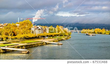 Panorama of the Rhine river between Mainz and Wiesbaden in Germany Panorama of the Rhine river between Mainz and Wiesbaden in Germany 67531488