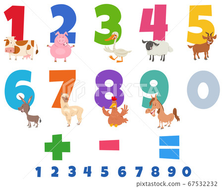 educational numbers set with funny farm animals educational numbers set with funny farm animals 67532232